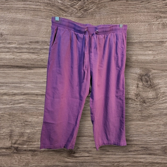 Pants - 🩷 3/$15 Women's Purple Cropped Pants, Large, Poly/Cotton, Never Worn